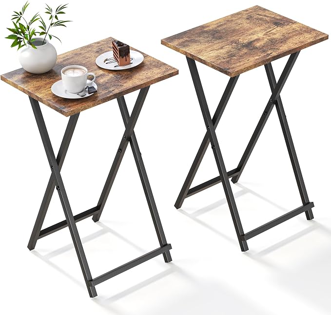 Foldable TV Trays, Small Folding Table, TV Trays Set of 2, TV Dinner Tray by Acovy