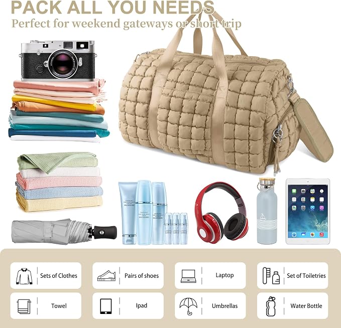 Quilted Travel Duffle Bag Gym Bag - Image 5