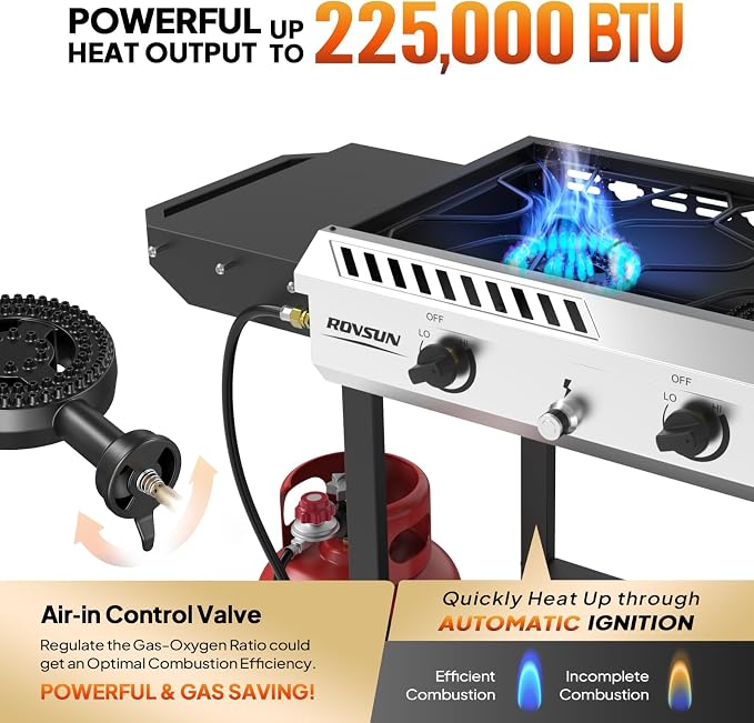 ROVSUN 3 Burner Outdoor Propane Gas Stove - Image 2