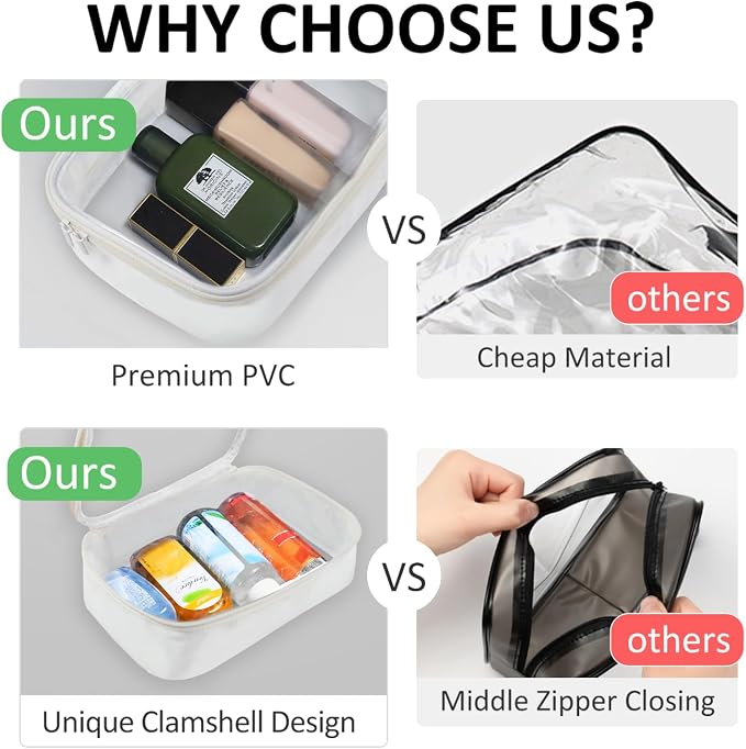 Moyad TSA Approved Clear Toiletry Bag, 2 Pack Quart Size 3-1-1 Liquids Pouch - Image 4