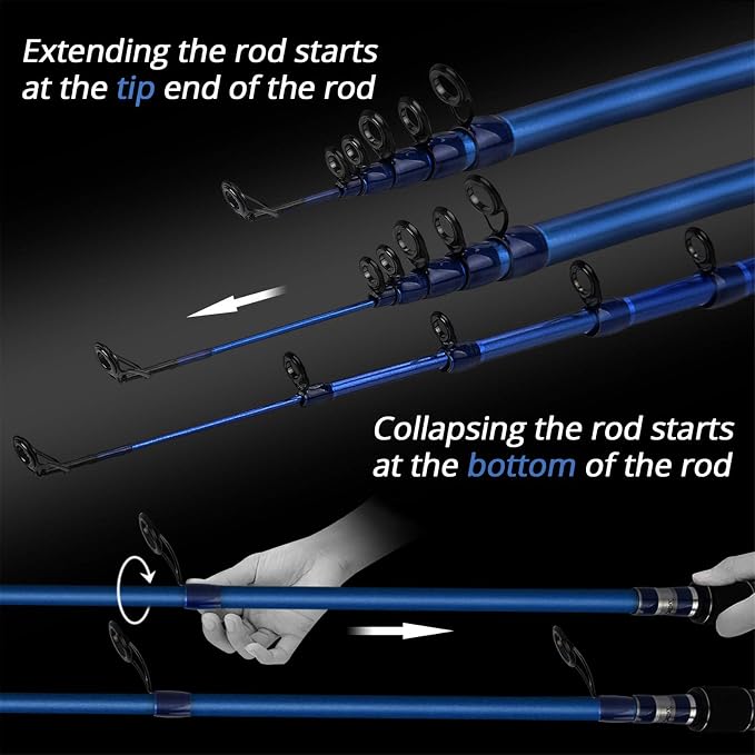 KastKing Compass Telescopic Fishing Rods and Combo, Sensitive Graphite - Image 5