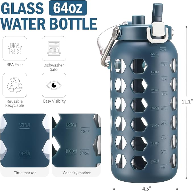 MUKOKO 64oz Glass Water Bottles - Image 3