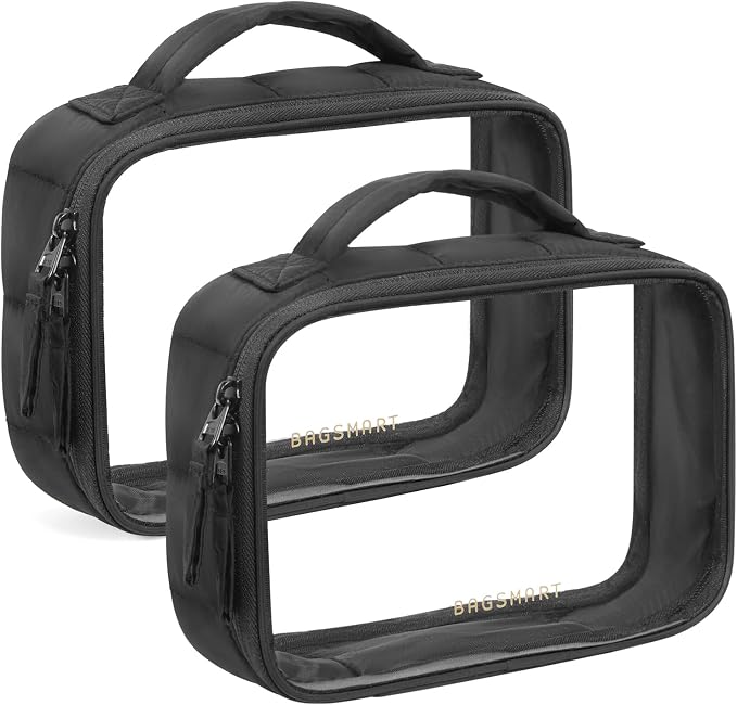 BAGSMART Clear TSA-Approved Toiletry Bag, 2 Pack Clear Makeup Bag by BAGSMART