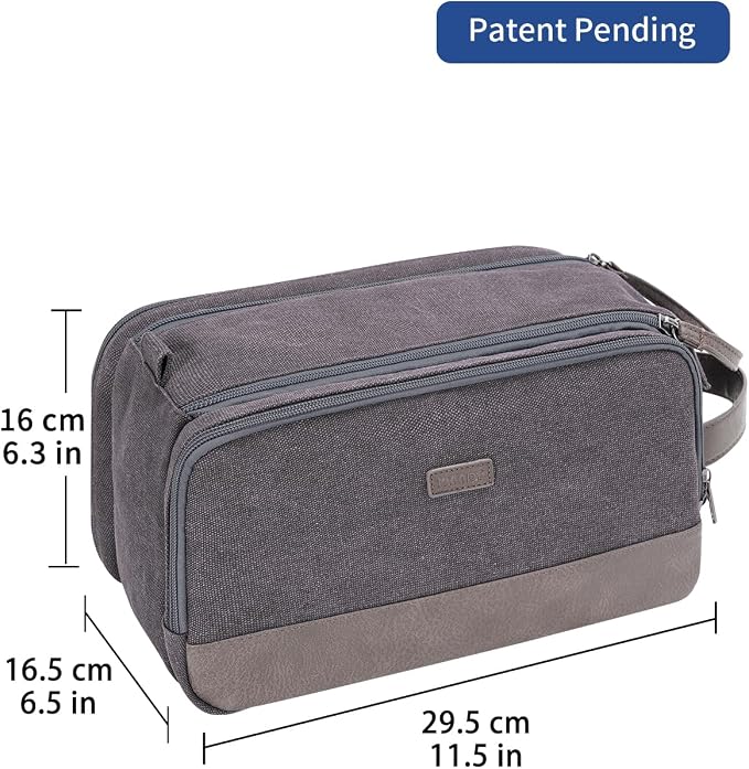 WANDF Toiletry Bag for Men Travel Toiletry Organizer Canvas and Leather Dopp - Image 8