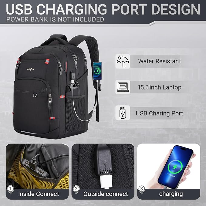 48L Expandable Laptop Backpack, Anti-thief Travel Backpack - Image 4