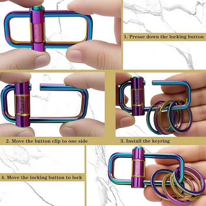 Key Chain, Heavy Duty Lock Key Ring Keychain Clip Key Holder Organizer - Image 3