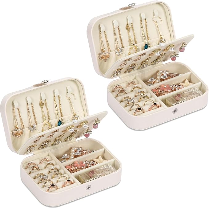 Travel Jewelry Box, PU leather Small Jewelry Organizer by XZUZ