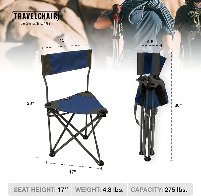 Travel Chair Ultimate Slacker, Quick Folding Tripod Stool - Image 2