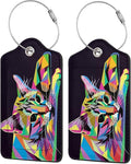 Cat Leather Luggage Tag with Stainless Steel Ring, Fun Name Id Card Cover by Ovitssrk