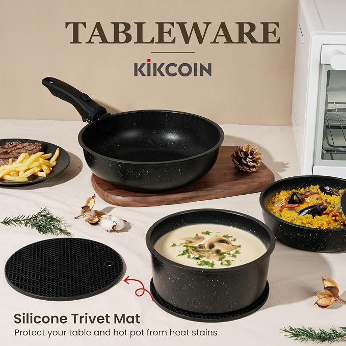 KIKCOIN Pots and Pans Set, 30 Pack Nonstick Cookware Set Detachable Handle - Image 7