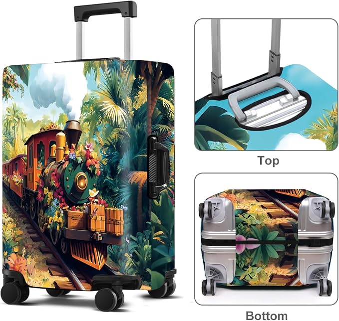 Train Luggage Cover Washable Suitcase Protector Anti-Scratch, Stretchable Fit - Image 2