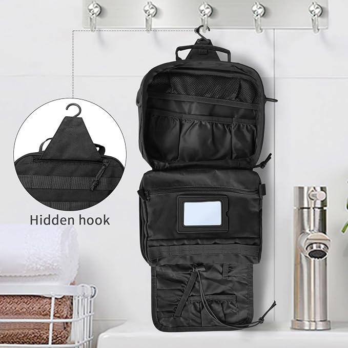 Travel Toiletry Bag for Men, Hanging Hook Toiletry Bag, Spacious Portable - Image 4