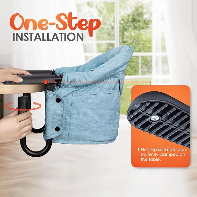 Hook On Chair with Removable Dining Tray, Portable Hook-On Chairs with Storage - Image 2