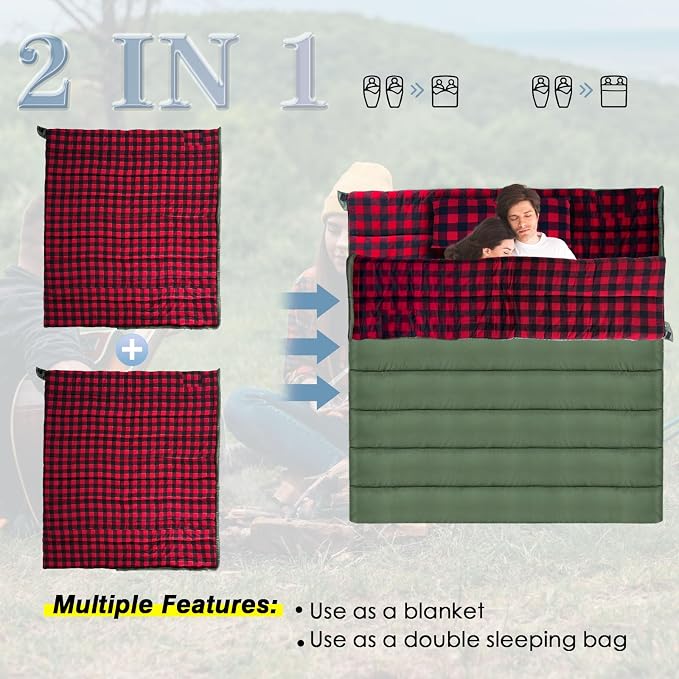 0 Degree Sleeping Bag Cotton Flannel Winter Cold Weather - Image 5