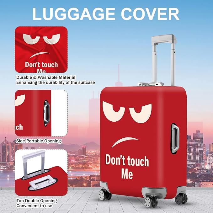 ANNA QUEEN Funny Luggage Cover, Don't Touch Me Red Face Design, Stretchable - Image 3