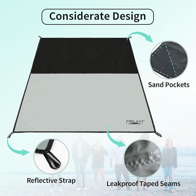 Frelaxy Pocket Picnic Blanket, Waterproof Sandproof Beach Mat, Compact Camping - Image 3