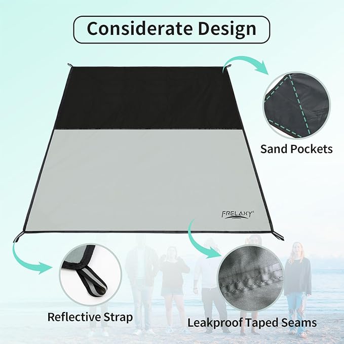 Frelaxy Pocket Picnic Blanket, Waterproof Sandproof Beach Mat, Compact Camping - Image 3