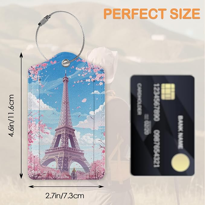 Eiffel Tower Sakura 3 Pack Luggage Tags - Image 2
