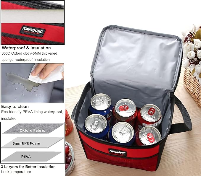 6 Can/5L Lunch Bag for Women Men Portable Lunch Box Small Cooler Bag Soft - Image 5