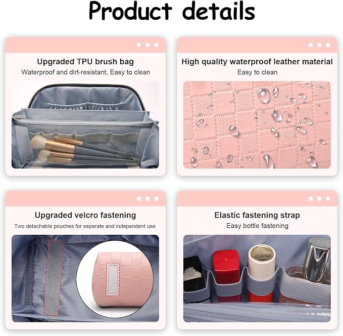 Travel Makeup Bag Organizer Cosmetic Bag: 3 Pcs Set Make up Bags - Image 6