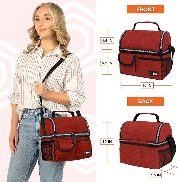 opux Lunch Bag Women Insulated, Adult Lunch Box Cooler, Lunch Box - Image 3