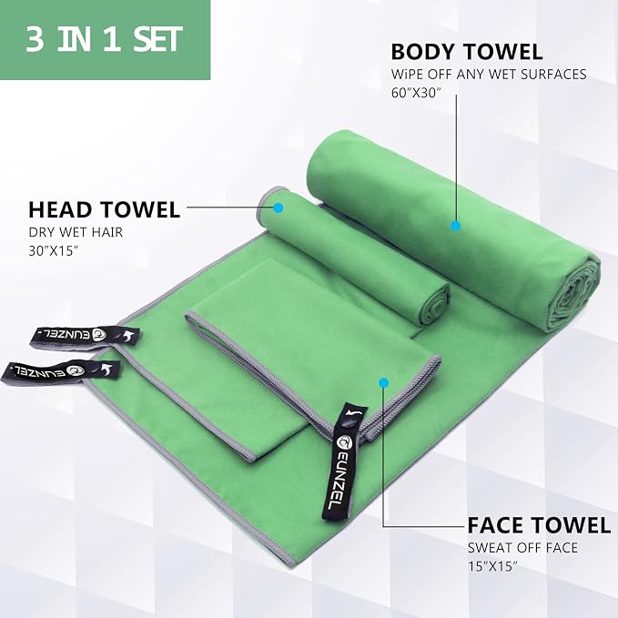 Eunzel Quick Dry Camping Towel, Microfiber Travel Towel 3 Size at 1 Pack - Image 2