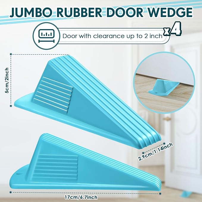 Frienda 4 Pcs Jumbo Door Stoppers Heavy Duty Door Stopper Tall up to 2inch Tall - Image 2