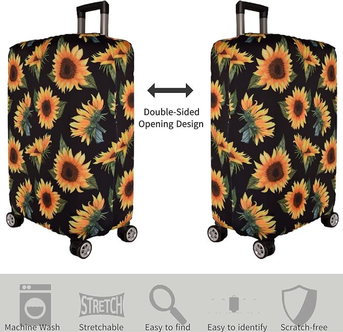 7-Mi Luggage Cover Thickened 19/22/26/30 Inch Suitcase Spandex Black Protector - Image 2