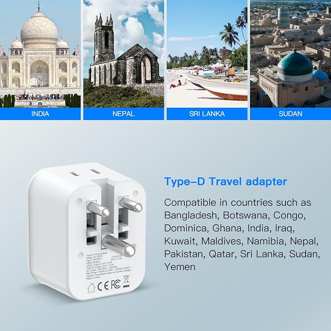 US to India Travel Plug Adapter, Foldable India Power Adapter - Image 4