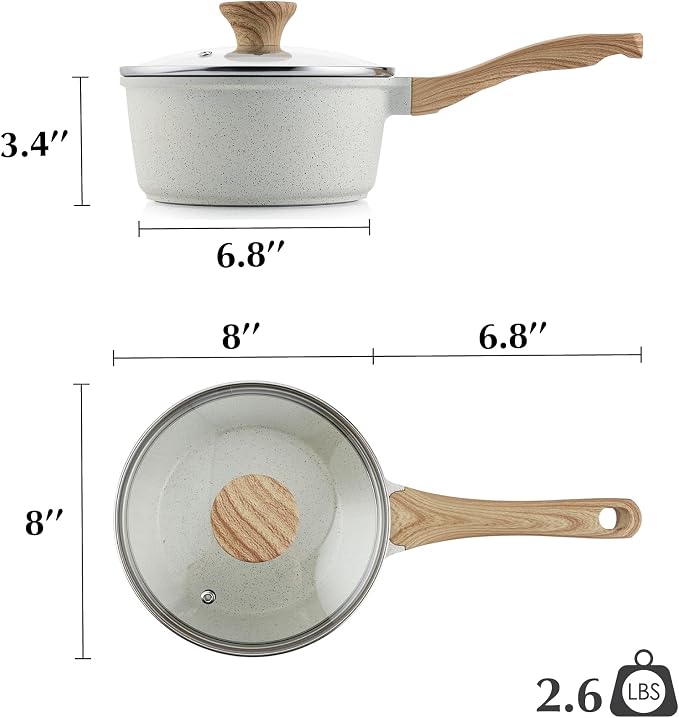 SENSARTE White Ceramic Nonstick Saucepan - Image 8