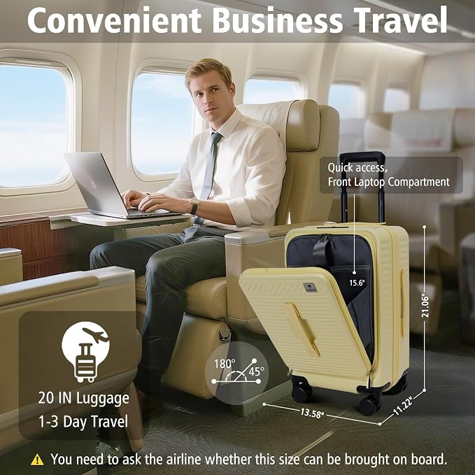 20 Inch Luggage with Spinner Wheels, Expandable Front Opening Suitcase 100% PC - Image 2