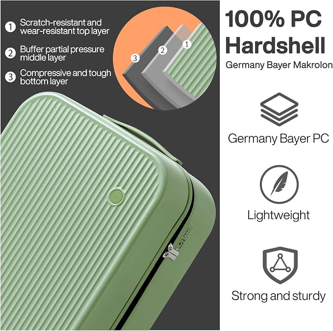 mixi 20 Inch Carry On Luggage PC Hardside Suitcases - Image 5