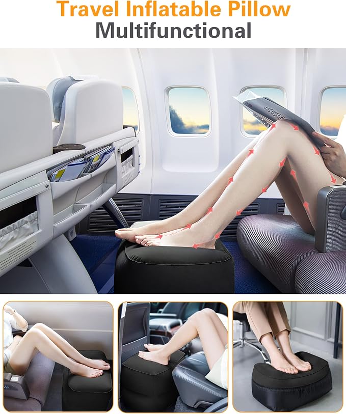 Sunany Inflatable Foot Rest Pillow, Adults Airplane Travel Pillow-Adjustable - Image 2
