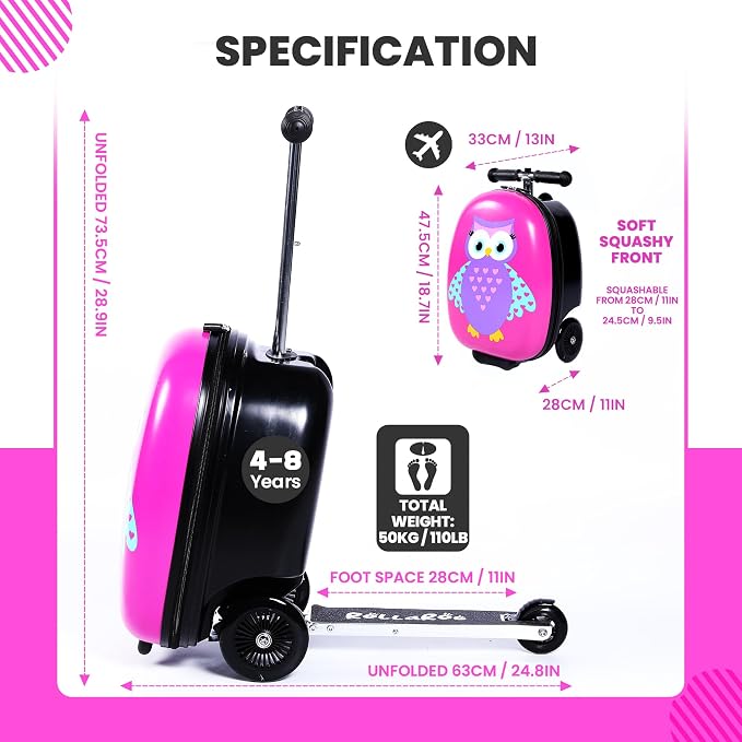Owl Kids Scooter Suitcase - Image 5