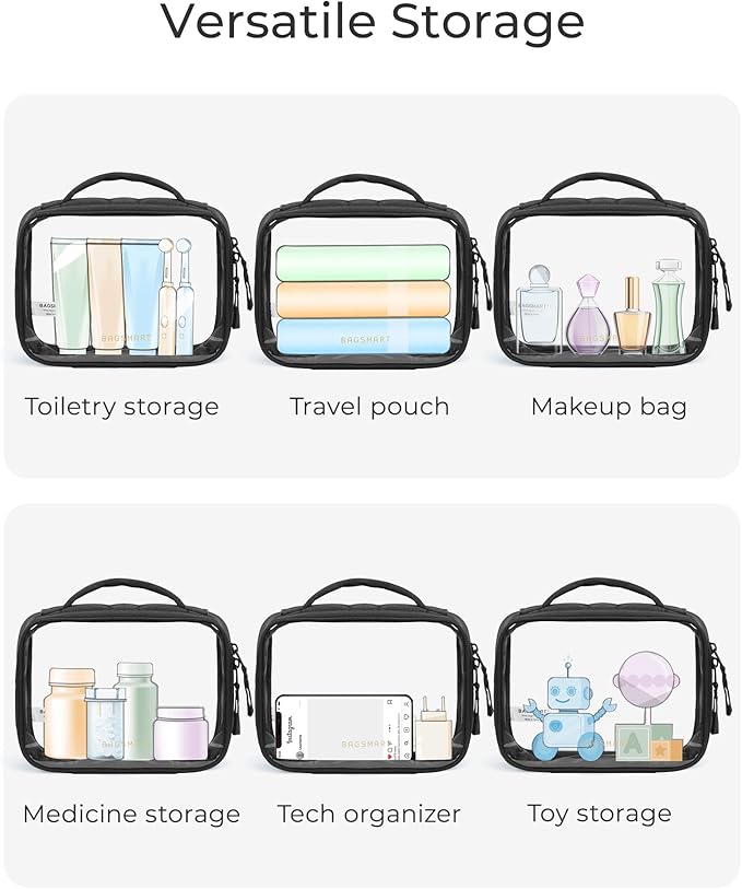 BAGSMART Clear TSA-Approved Toiletry Bag, Large Opening Quart Sized Makeup Bag - Image 5