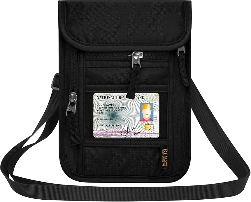 Neck Wallet for Travel, Passport Holder Neck Pouch for Men Women by HOTEMIA