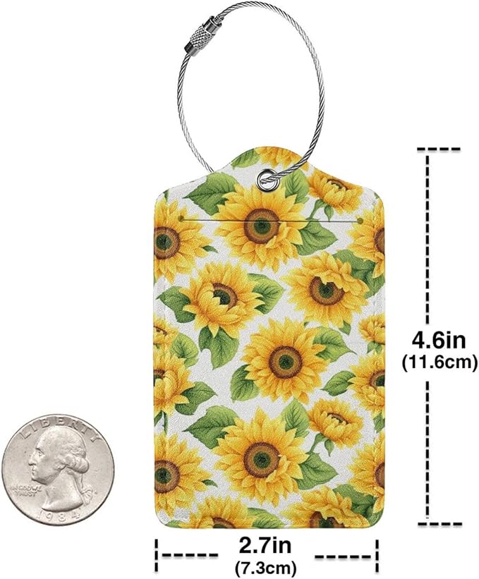 Lovely Sunflower Leather Luggage Tag - Image 4