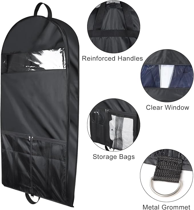Univivi Garment Bags for Travel and Storage 43" Hanging Suit Bag Clear Suits - Image 4