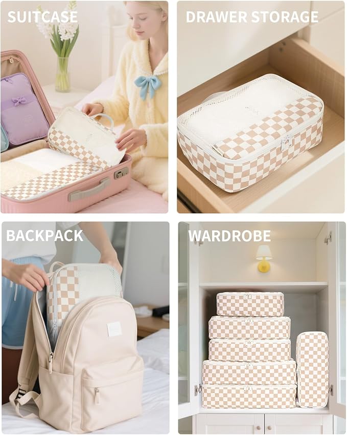 Narwey 7 Set Checkered Packing Cubes - Image 5
