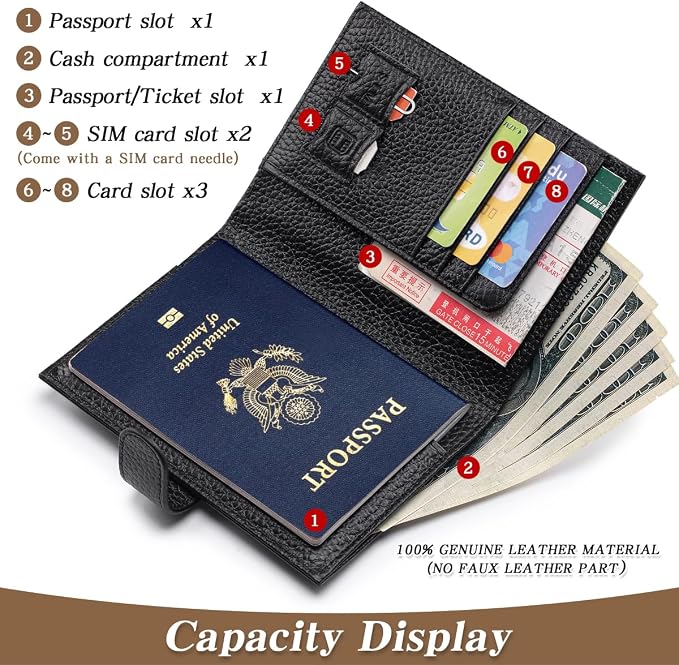 Passport Holder for Travel Women RFID Blocking Genuine Leather Passport Wallet - Image 2