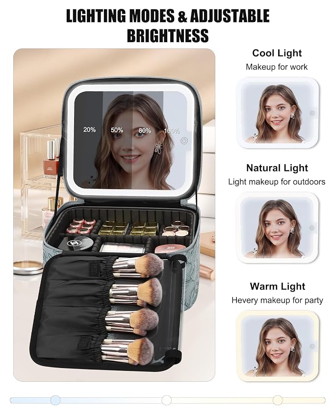 Relavel Travel Makeup Bag With LED Mirror - Image 5