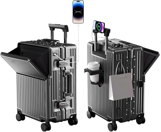 Zipperless Luggage, Polycarbonate Aluminum Hard Shell, Expandable Carry-On by cycyCarry
