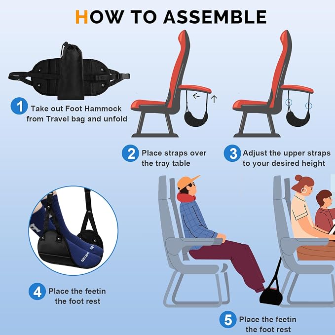 Airplane Foot Hammock, Adjustable Portable Foot Hammock - Image 5