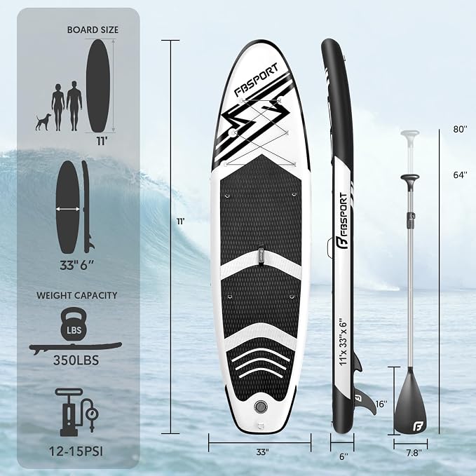 FBSPORT 11' Premium Stand Up Paddle Board, Yoga Board - Image 2