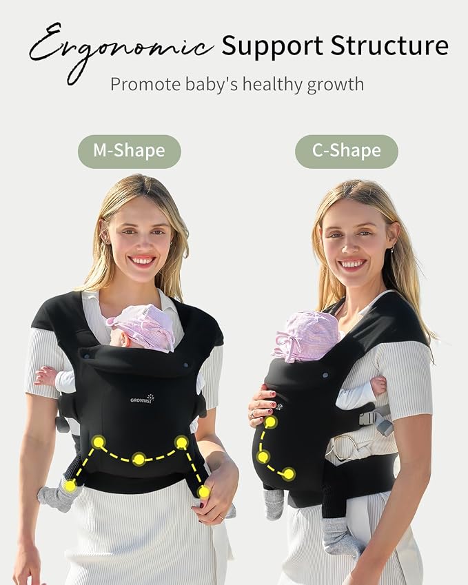 GROWNSY Baby Carrier Newborn to Toddler, Cozy Baby Wraps Carrier, Ergonomic - Image 5