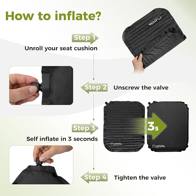 ATEPA Inflatable Stadium Seat Cushion, Self-Inflating Memory Foam Stadium Seats - Image 4