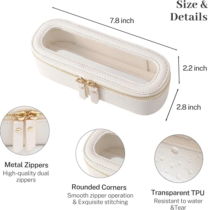 Aveniee Slim Clear Makeup Brush Bag, Small Cosmetic Brush Holder, Mini Toiletry - Image 3