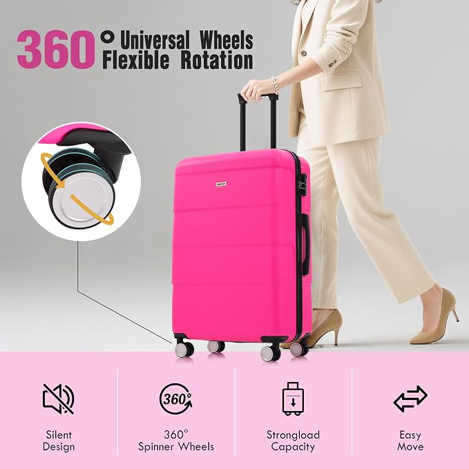 Merax Luggage Sets of 3 Piece Carry on Suitcase Airline Approved, Hardcase - Image 3