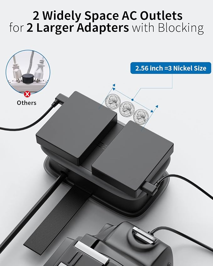 2 Pack Power Strip with USB Ports, 4 Outlets 3 USB Ports, NTONPOWER Small Power - Image 6