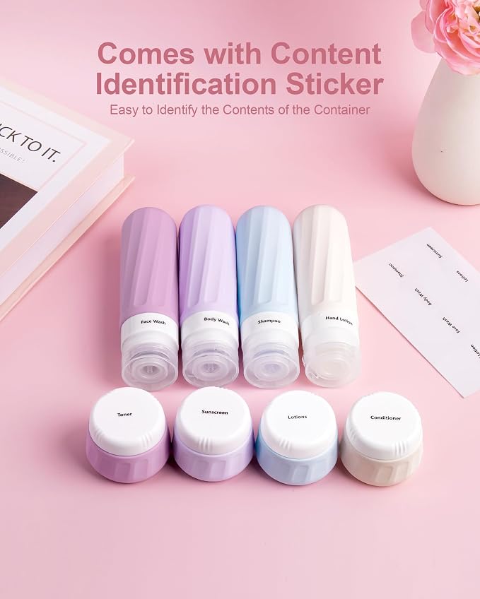 Travel Bottles for Toiletries 8 Pack, Travel Size Toiletries, Tsa Approved - Image 5